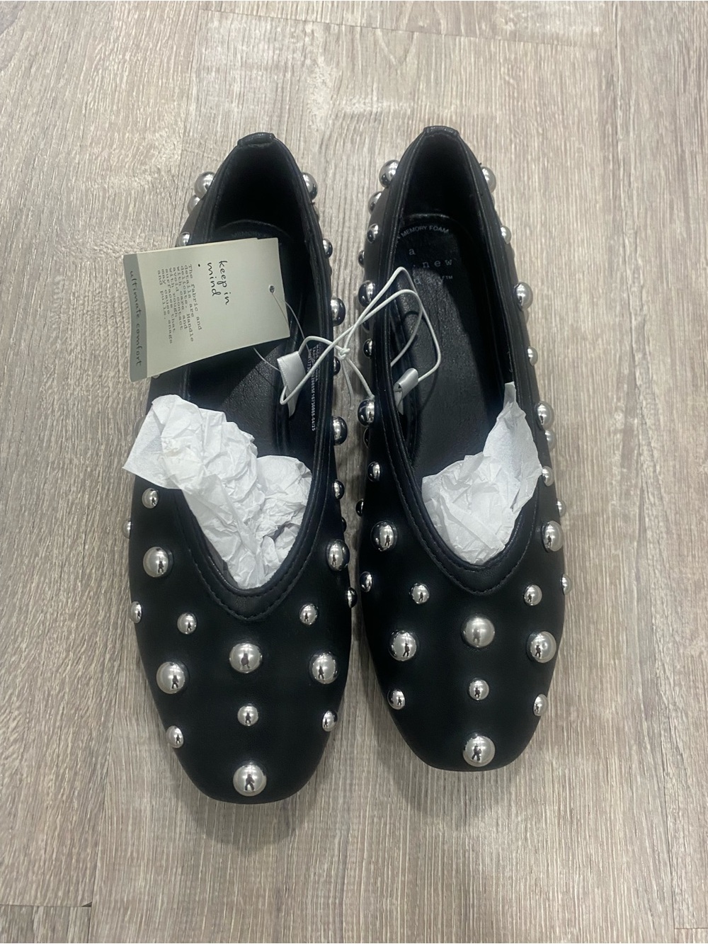 Studded Black Ballet Flats - Women's Black Ballet Flats with Silver Studs